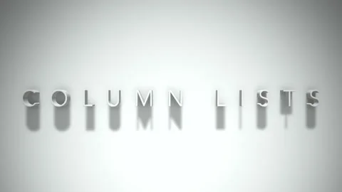 Column lists 3D title animation white text on a white background Stock Footage 299758082