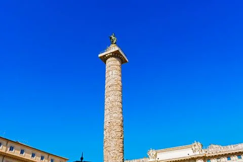 Column of marcus aurelius at piazza colonna in rome, italy. Stock Photos