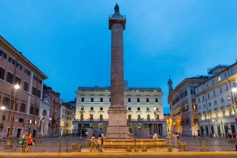 Column of Marcus Aurelius in Rome Stock Photos