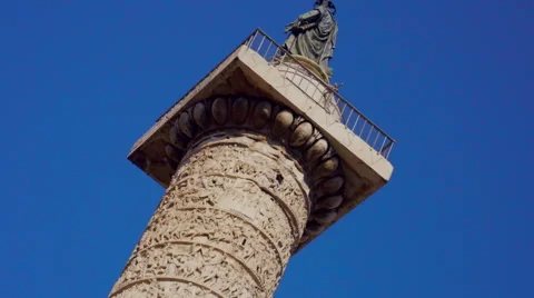 Column of Marcus Aurelius at Square Piazza Colonna in Rome Stock-Footage 66954688