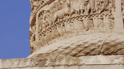 Column of Marcus Aurelius at Square Piazza Colonna in Rome Stock Footage 66963414