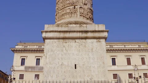 Column of Marcus Aurelius at Square Piazza Colonna in Rome, Italy 스톡 동영상 66969049