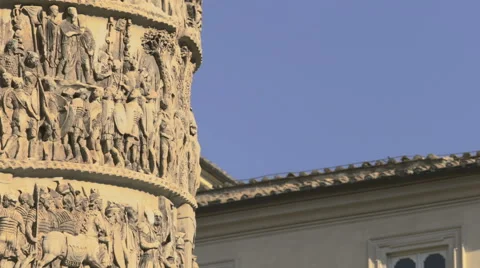 Column of Marcus Aurelius at Square Piazza Colonna in Rome, Italy Stock Footage 66987055