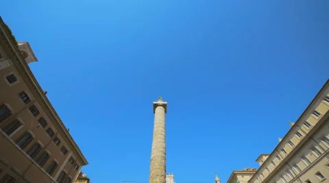 Column of Marcus Aurelius at Square Piazza Colonna in Rome, Italy Video stock 66989495