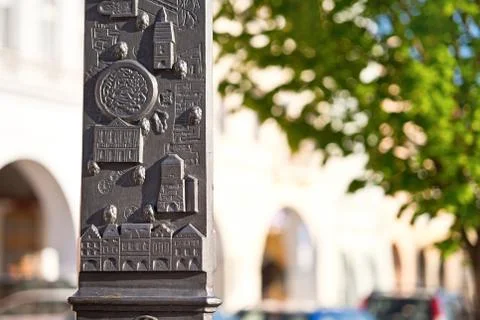 Column of Millennium in Zatec town. Czech Republic. Stock Photos