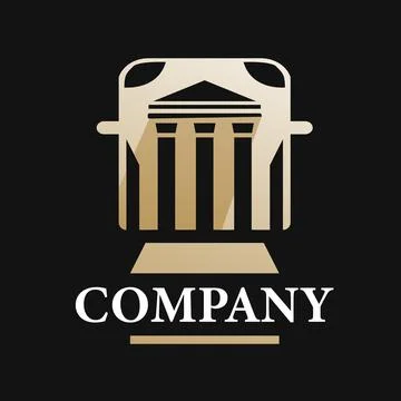 Column on the negative space of the machine, gold color, logo for business Stock Illustration