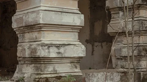 Column in the old mansion of the Russian nobility in the depths of Russia Stock Footage 63321616