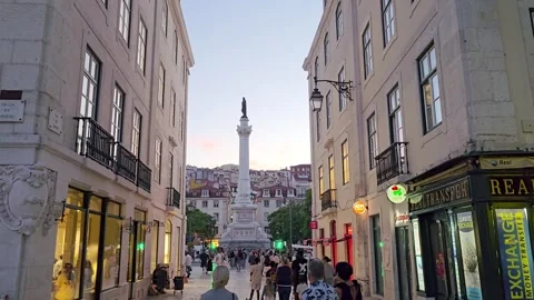 The Column of Pedro IV in King Pedro IV Square, Lisbon, Portugal 스톡 동영상 346412689