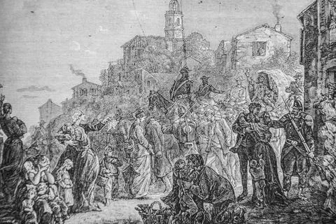 Column of proscribed leaving for exile, 1832-1867, History of France by Henri Stock Illustration
