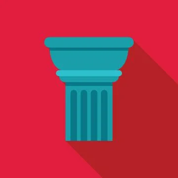 Column representing classical architecture standing tall on red background Stock Illustration