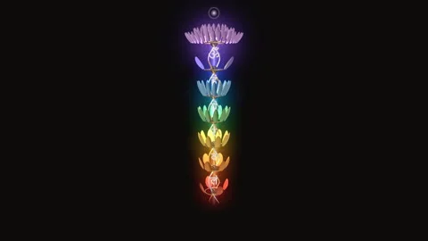Column of the Seven Chakras Slow Push In 4K Seamless Loop Stock Footage 344685393
