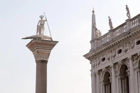 Column in St. Marc square Venice Stock Photos