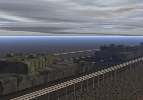 Column of tanks T2 Stock Illustration