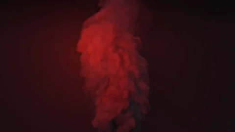 A column of thick smoke is constantly pierced by a ball of red fire. Red danger Stock Footage 193311400