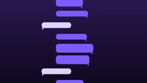 Column of violet and lilac message balloons vector illustration Stock Illustration