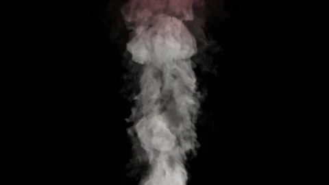 A column of white smoke, slightly tinted pink above, quickly rises from below Stock Footage 169784153