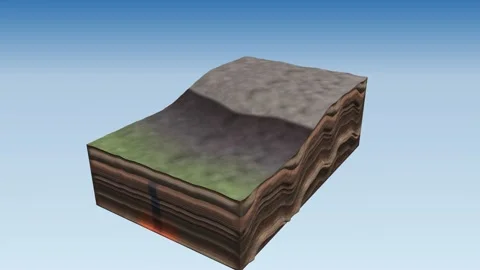 Columnar basalt colonnade jointing block diagram volcanology cross Stock Footage 343015443