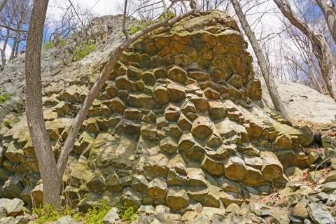 Columnar Basalt Formation in the Mountains Photos