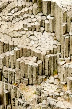 Columnar jointed basalt. mafic extrusive igneous rock. Panska Skala, Kamenick Stock Photos