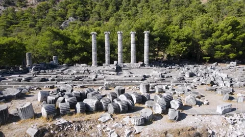 Columns In The Ancient City Of Priene Stock Footage 332417893
