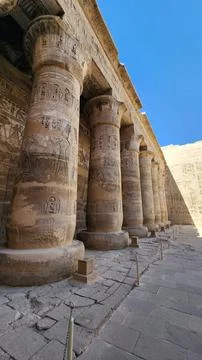 Columns of ancient Egyptian temples 스톡 사진
