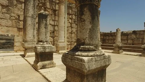 Columns of Ancient Synagogue in Israel Stock Footage 78203289