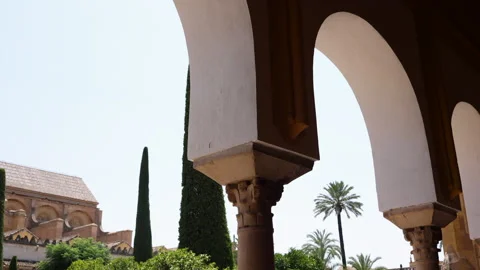 Columns and Arches Outside Mosque-Cathedral of Córdoba. Córdoba, Spain Stock Footage 249105729