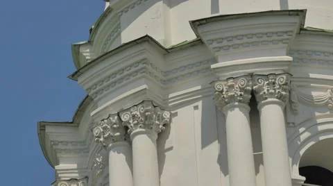 Columns and Capitals of the Bell Tower Close up Seven-Domed Cathedral Holy Stock Footage 64106290