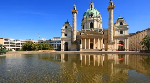 Columns and Dome of the Karlskirche Stock Footage 39655376