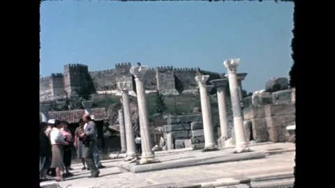 Columns and Fortress in the Background Stock Footage 277585327