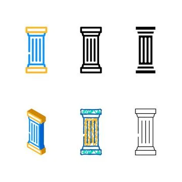 Columns and posts color diversity icon vector Stock Illustration