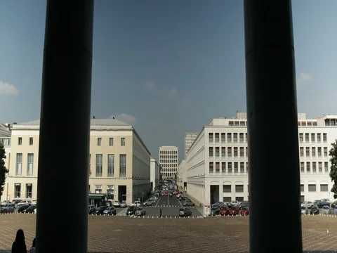 Columns and square with buildings and public offices in Rome Stock Footage 74227886