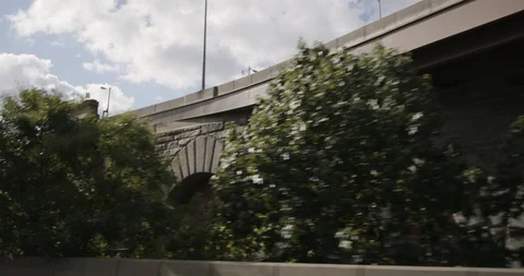 Columns and structure of an old bridge in New York City Stock Footage 145283151
