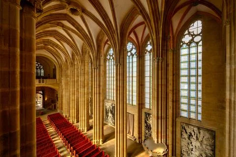 Columns and windows of interior of catholic cathedral, Meissen, Germany Stock Photos
