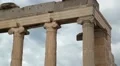 Columns of antique temple in Athenian Acropolis in Greece HD Footage