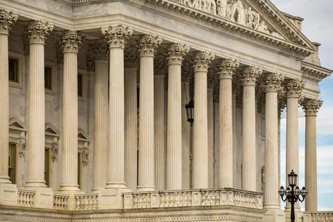 Columns architectural heritage marble structure. Columns fluted symmetry pe.. Stock Photos