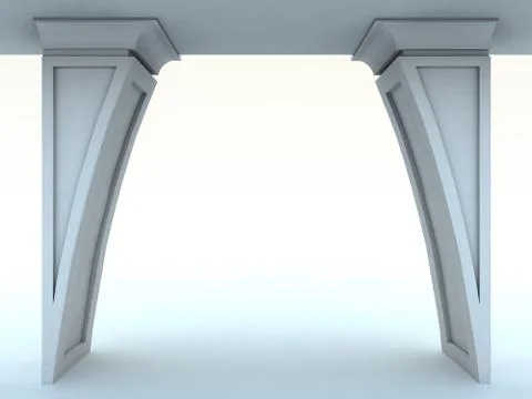 Columns are executed in classic style, standings at an output from building, Ilustración de archivo