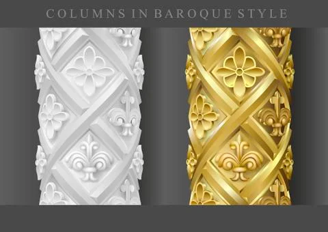 Columns in baroque style Stock Illustration