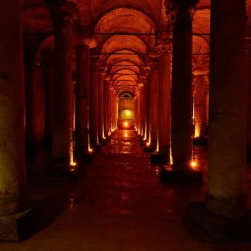 Columns of The Basilica Cistern Stock Photos