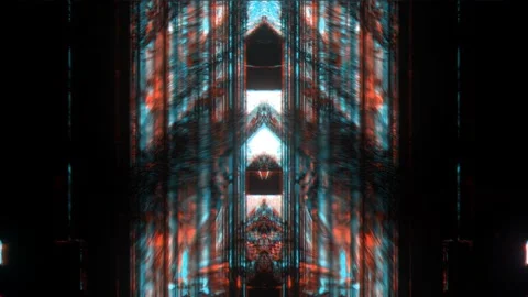 Columns blue orange neon light vertical symmetry Stock Footage 326684744