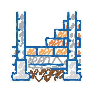 Columns building structure icon doodle illustration Ilustración de archivo