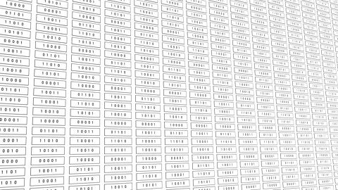 Columns of changing black binary code on a white screen, computer language. Video stock 337401633