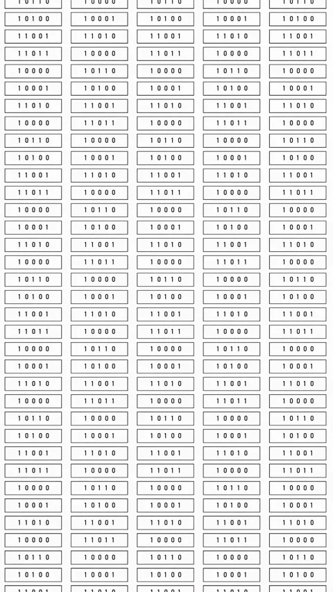 Columns of changing black binary code on a white screen, computer language. Vídeos de archivo 337401787