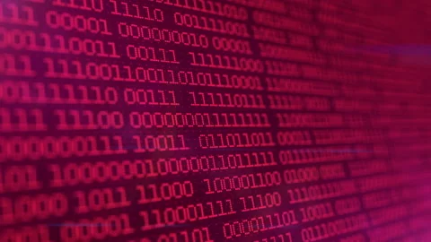 Columns of crimson binary code digital symbols. Futuristic big data information 스톡 동영상 152996362