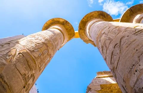 Columns of the Great Hypostyle Hall at Karnak Temple Complex, UNESCO World .. Foto stock