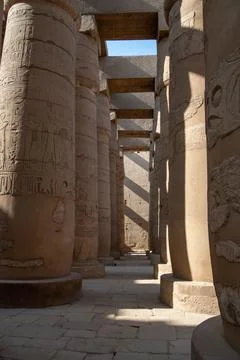 Columns in Great Hypostyle Hall at the Temple of Karnak (ancient Thebes). Lux Stock Photos