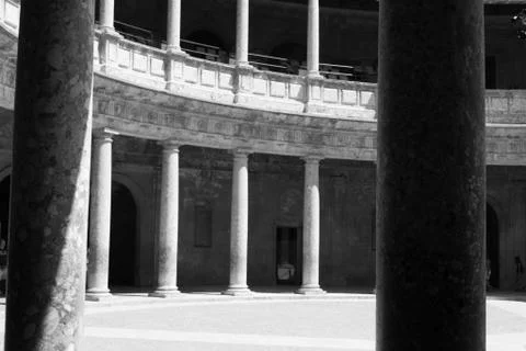 Columns inside Charles V palace Stock Photos