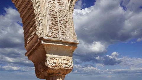 Columns in Islamic style in Alhambra (against the clouds), Granada, Spain Stock Footage 328076571