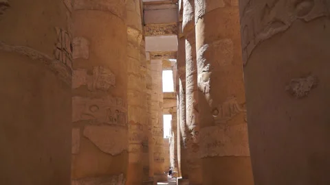 Columns in Karnak Temple in Luxor, Egypt, Africa 스톡 동영상 249976655