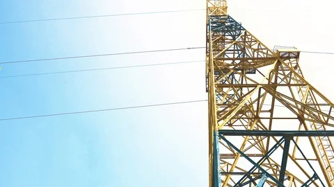 Columns of the line electro, against the sky Stock-Footage 107101117